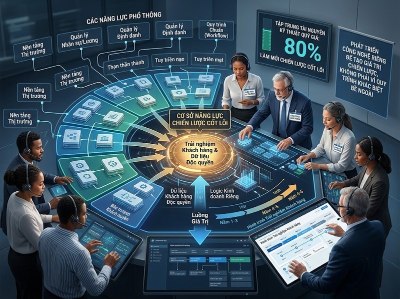Build vs buy công nghệ nên được quyết định theo năng lực, chi phí và khác biệt